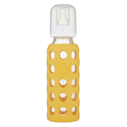 Glass Baby Bottle BPA Free | Protective Silicone Sleeve | 4 oz Pack of 2 | Cantaloupe, Banana - Colors B