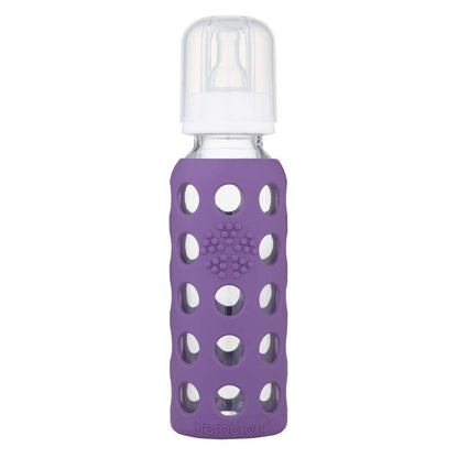 Glass Baby Bottle BPA Free | Protective Silicone Sleeve | 4 oz Pack of 2 | Cantaloupe, Banana - Colors B