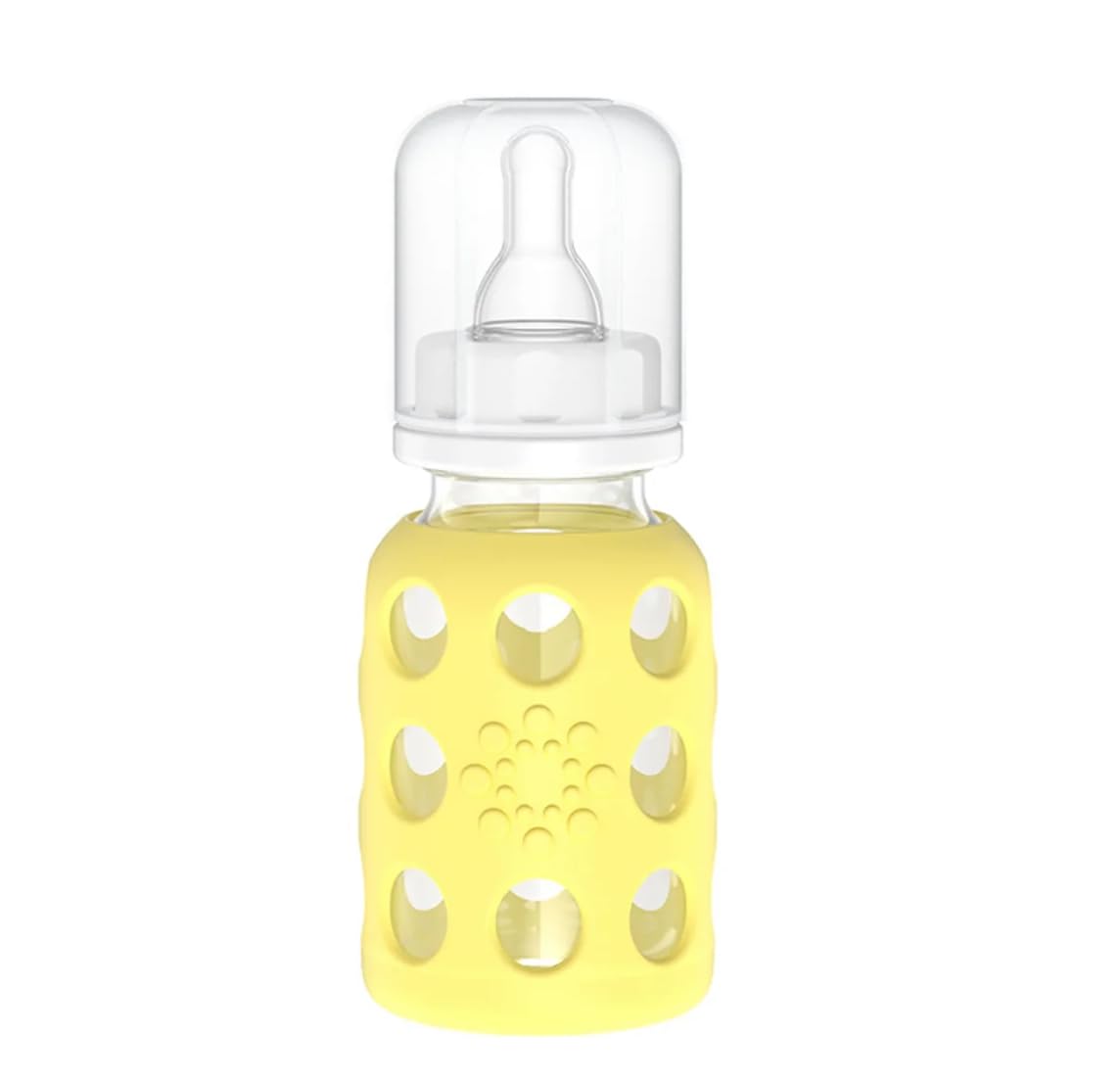Glass Baby Bottle BPA Free | Protective Silicone Sleeve | 4 oz Pack of 2 | Cantaloupe, Banana - Colors B