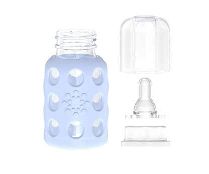 Glass Baby Bottle BPA Free | Protective Silicone Sleeve | 4 oz Pack of 2 | Cantaloupe, Banana - Colors B