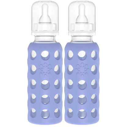 Glass Baby Bottle BPA Free | Protective Silicone Sleeve | 4 oz Pack of 2 | Cantaloupe, Banana - Colors B