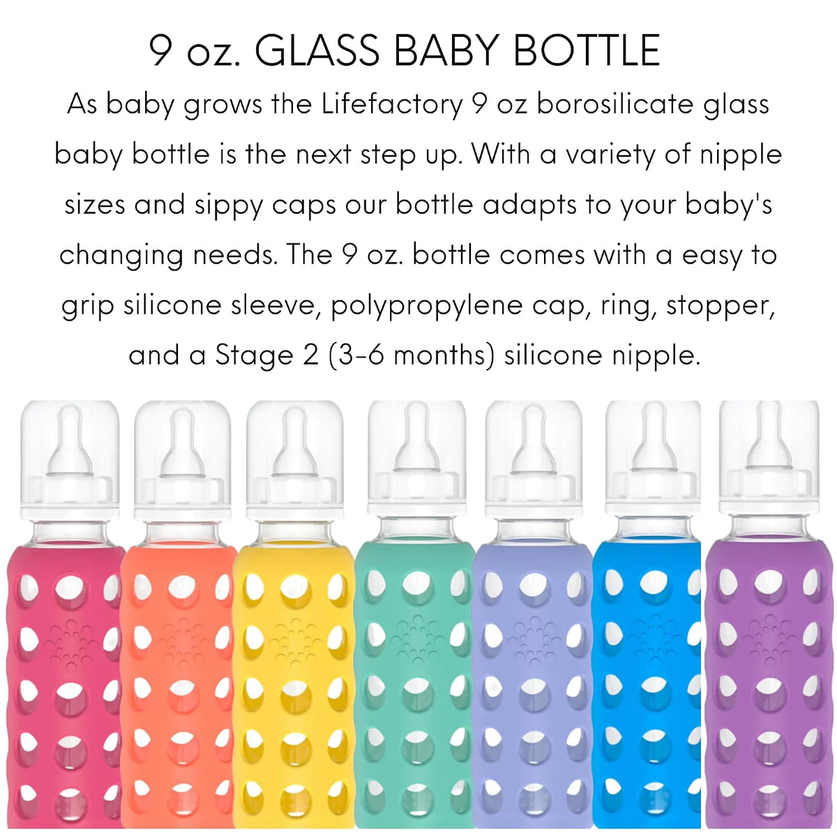 Glass Baby Bottle BPA Free | Protective Silicone Sleeve | 4 oz Pack of 2 | Cantaloupe, Banana - Colors B