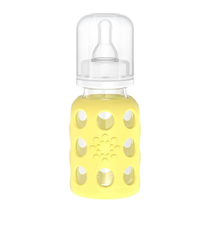 Glass Baby Bottle BPA Free | Protective Silicone Sleeve | 4 oz Pack of 2 | Cantaloupe, Banana - Colors B