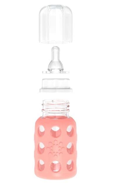 Glass Baby Bottle BPA Free | Protective Silicone Sleeve | 4 oz Pack of 2 | Cantaloupe, Banana - Colors B
