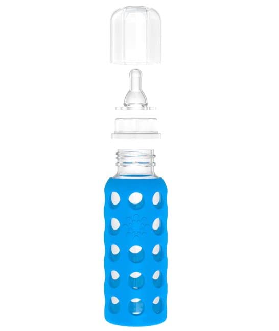Glass Baby Bottle BPA Free | Protective Silicone Sleeve | 4 oz Pack of 2 | Cantaloupe, Banana - Colors B