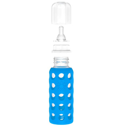 Glass Baby Bottle BPA Free | Protective Silicone Sleeve | 4 oz Pack of 2 | Cantaloupe, Banana - Colors B