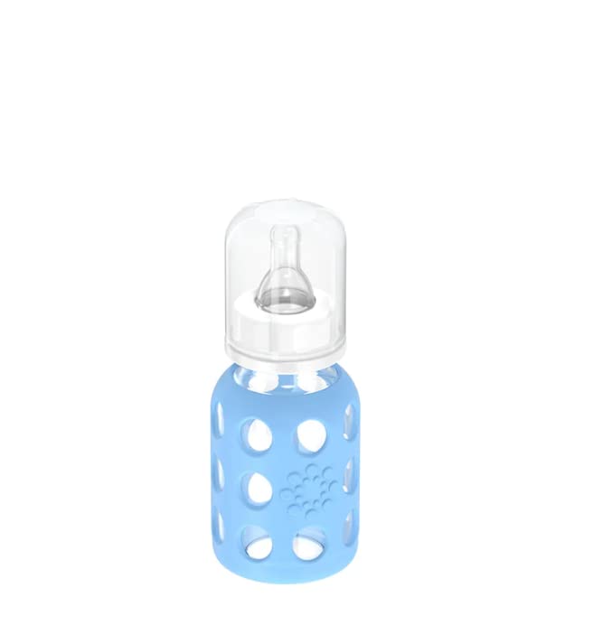 Glass Baby Bottle BPA Free | Protective Silicone Sleeve | 4 oz Pack of 2 | Cantaloupe, Banana - Colors B