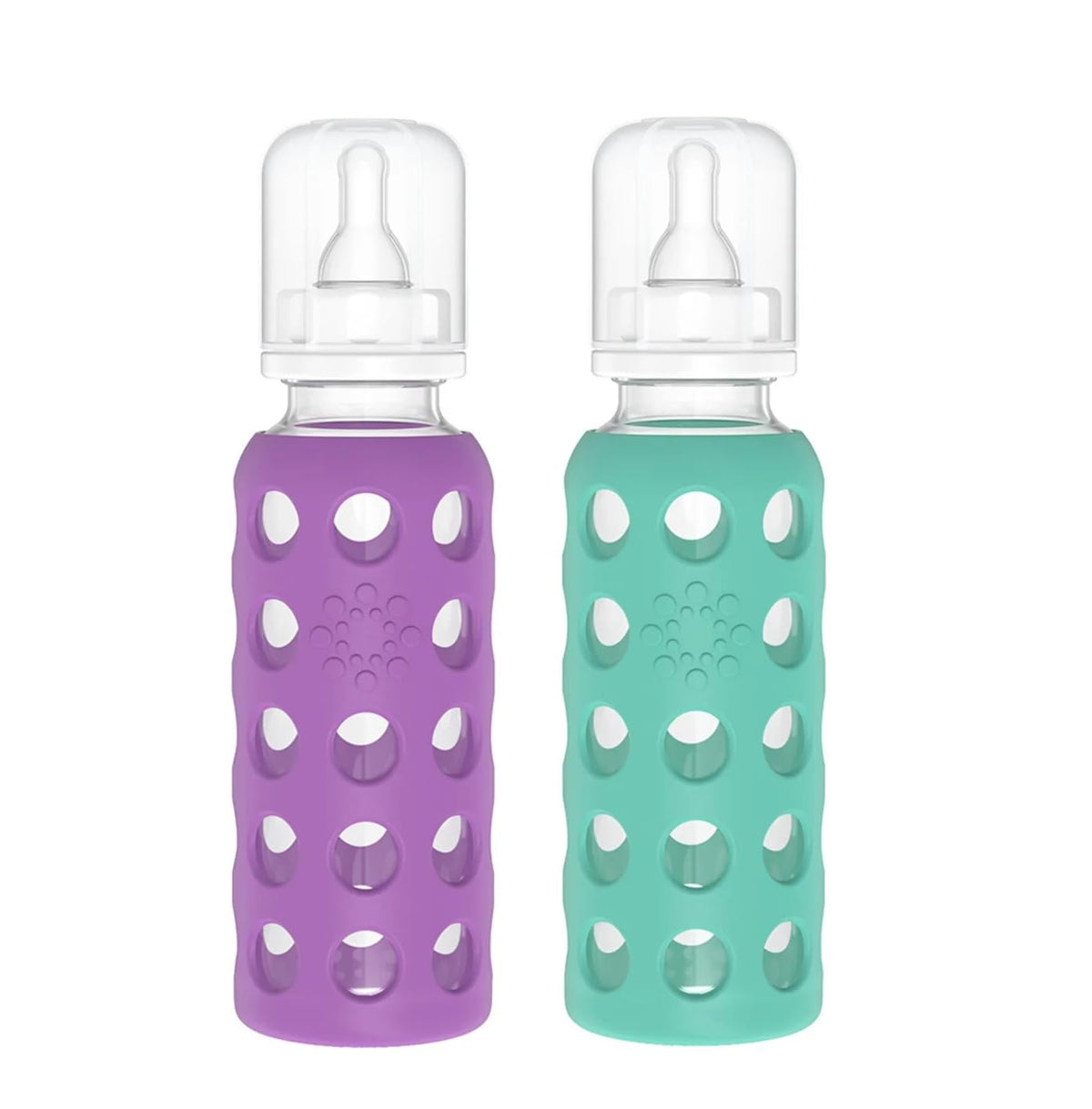 Glass Baby Bottle BPA Free | Protective Silicone Sleeve | 4 oz Pack of 2 | Cantaloupe, Banana - Colors B