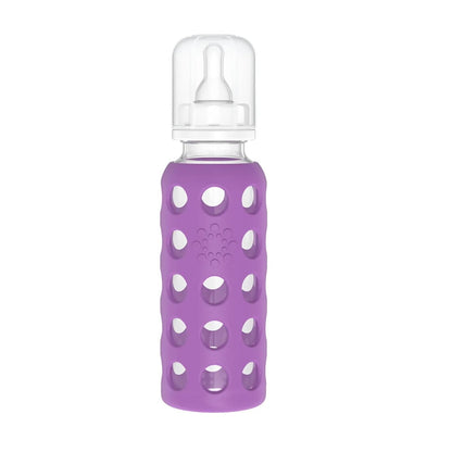 Glass Baby Bottle BPA Free | Protective Silicone Sleeve | 4 oz Pack of 2 | Cantaloupe, Banana - Colors B