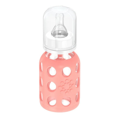 Glass Baby Bottle BPA Free | Protective Silicone Sleeve | 4 oz Pack of 2 | Cantaloupe, Banana - Colors B