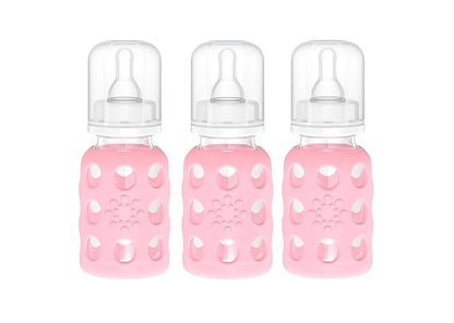 Glass Baby Bottle BPA Free | Protective Silicone Sleeve | 4 oz Pack of 2 | Cantaloupe, Banana - Colors B
