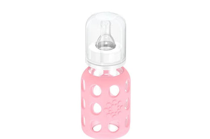 Glass Baby Bottle BPA Free | Protective Silicone Sleeve | 4 oz Pack of 2 | Cantaloupe, Banana - Colors B
