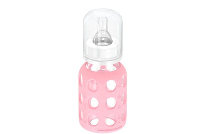 Glass Baby Bottle BPA Free | Protective Silicone Sleeve | 4 oz Pack of 2 | Cantaloupe, Banana - Colors B