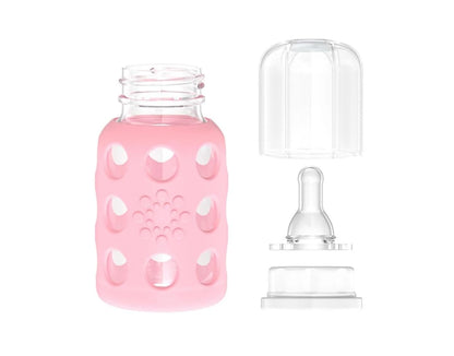 Glass Baby Bottle BPA Free | Protective Silicone Sleeve | 4 oz Pack of 2 | Cantaloupe, Banana - Colors B