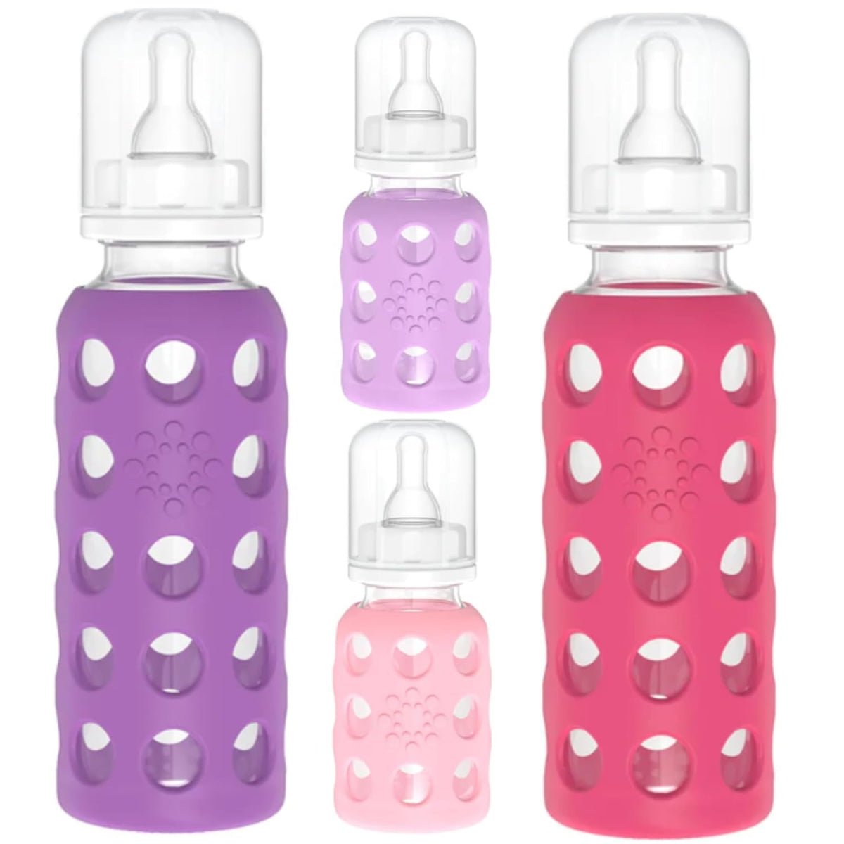 Glass Baby Bottle BPA Free | Protective Silicone Sleeve | 4 oz Pack of 2 | Cantaloupe, Banana - Colors B