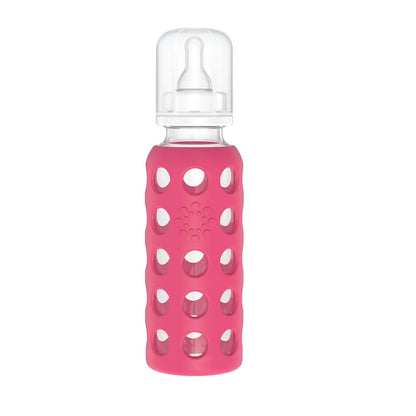 Glass Baby Bottle BPA Free | Protective Silicone Sleeve | 4 oz Pack of 2 | Cantaloupe, Banana - Colors B