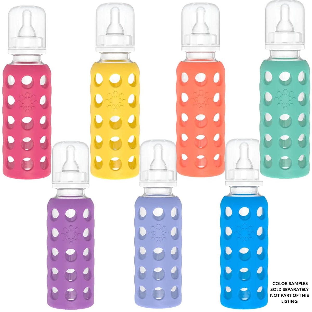 Glass Baby Bottle BPA Free | Protective Silicone Sleeve | 4 oz Pack of 2 | Cantaloupe, Banana - Colors B