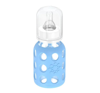 Glass Baby Bottle BPA Free | Protective Silicone Sleeve | 4 oz Pack of 2 | Cantaloupe, Banana - Colors B