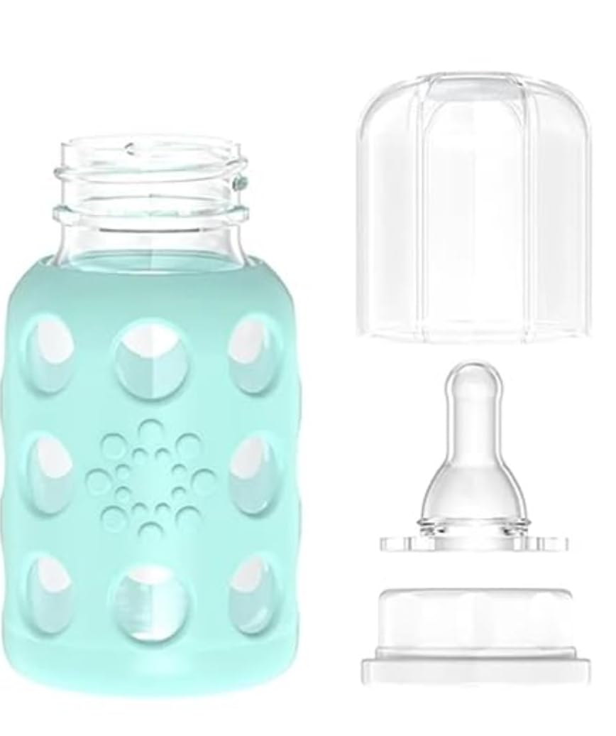 Glass Baby Bottle BPA Free | Protective Silicone Sleeve | 4 oz Pack of 2 | Cantaloupe, Banana - Colors B