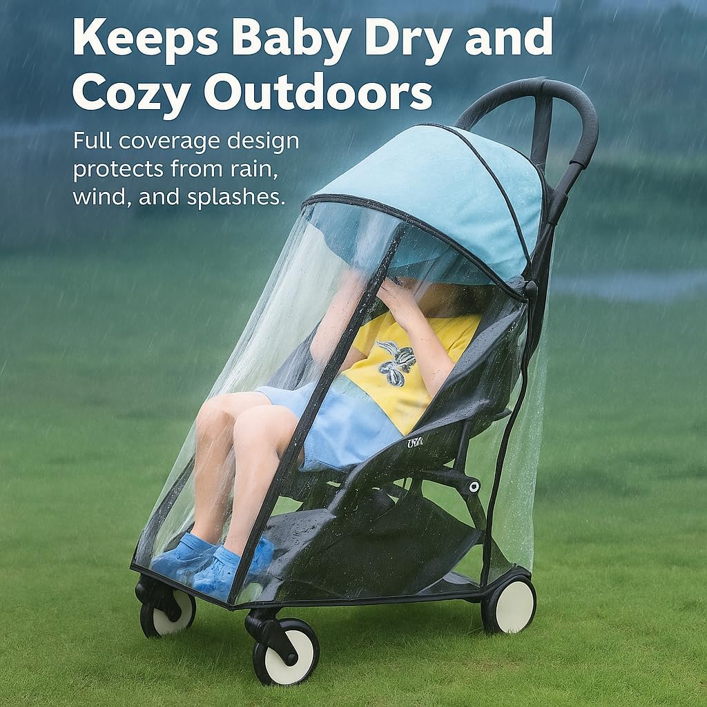 Stroller Rain Cover – Thick EVA Waterproof Windproof Canopy Compatible with YOYO – Breathable with Side Vents – Includes Oxford Waterproof Drawstring Bag – Baby Stroller Accessory