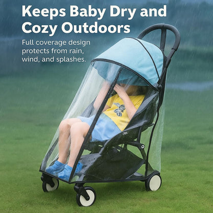 Stroller Rain Cover – Thick EVA Waterproof Windproof Canopy Compatible with YOYO – Breathable with Side Vents – Includes Oxford Waterproof Drawstring Bag – Baby Stroller Accessory
