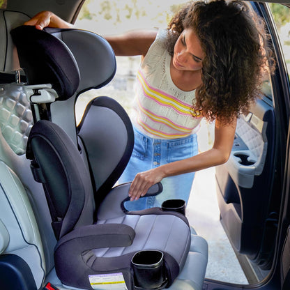 Grow and Go 2-in-1 Booster Car Seat with ComfortWings, Converts High-Back to Backless, 19" Wide, Fits 3 Across, Lightweight, Foldable, Easy-Clean, Cup Holders, 40-100 lbs, Beach Wave