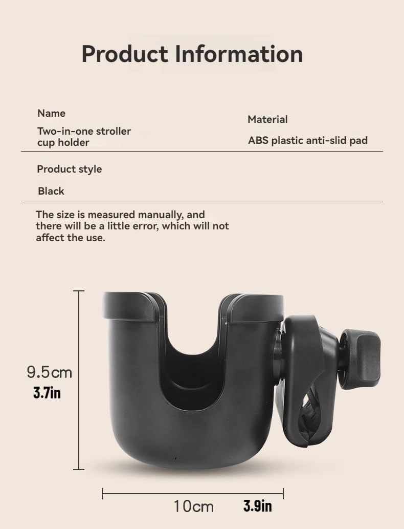 Universal Stroller Cup Holder with Phone Pocket – Dual-Function Baby Bottle and Cup Organizer for Travel (Grey)