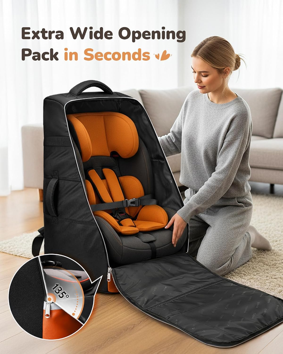 Car Seat Travel Bag for 360 Rotating Convertible Seats
