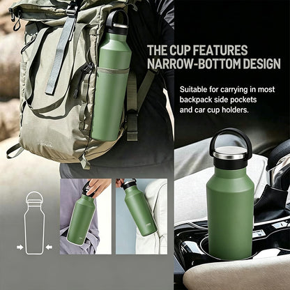 Stainless Steel Vacuum Insulated Water Bottle, Insulated Water Bottle with Soft Silicone Carry Handle (PINK, 17 OZ)