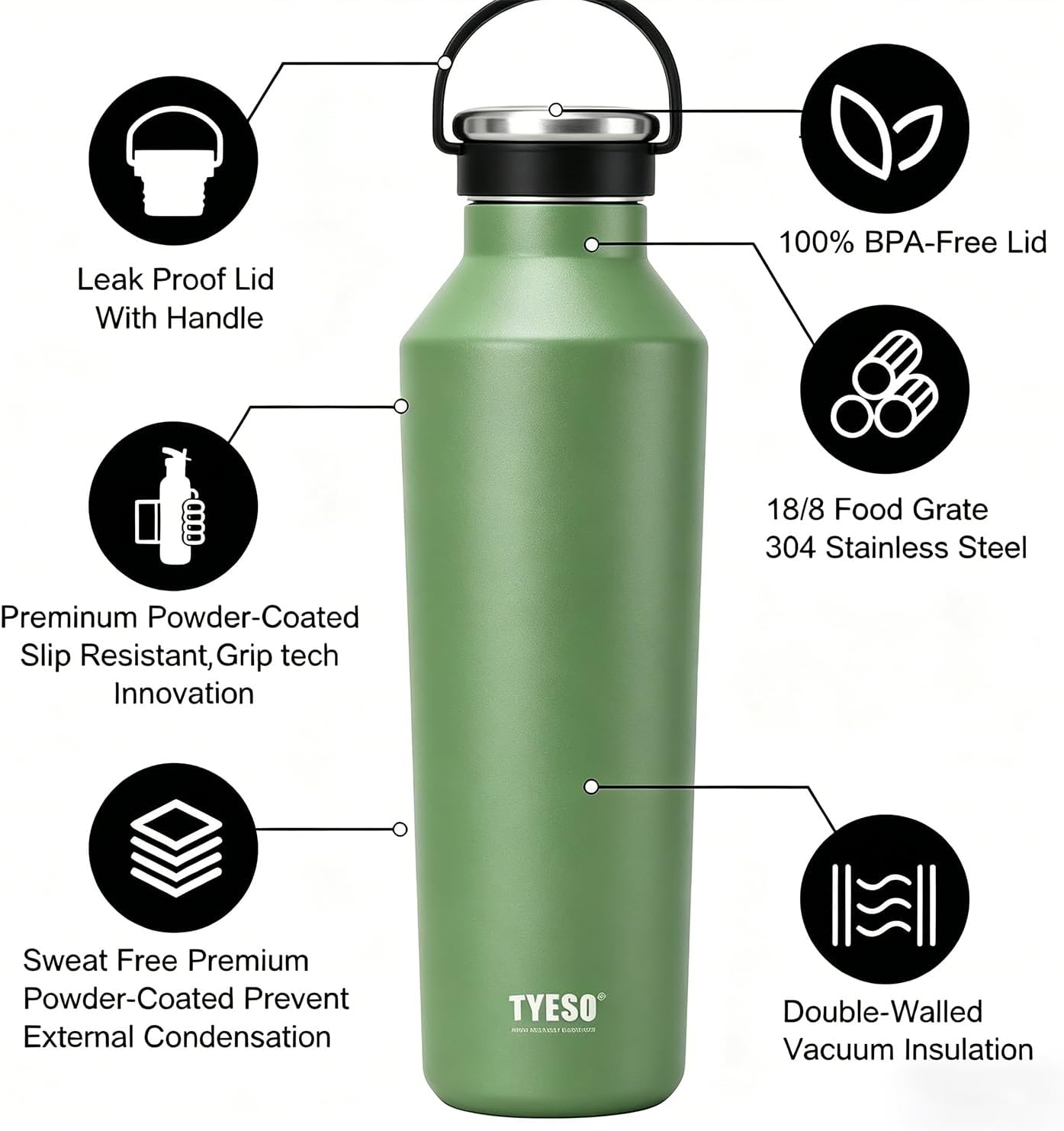 Stainless Steel Vacuum Insulated Water Bottle, Insulated Water Bottle with Soft Silicone Carry Handle (PINK, 17 OZ)