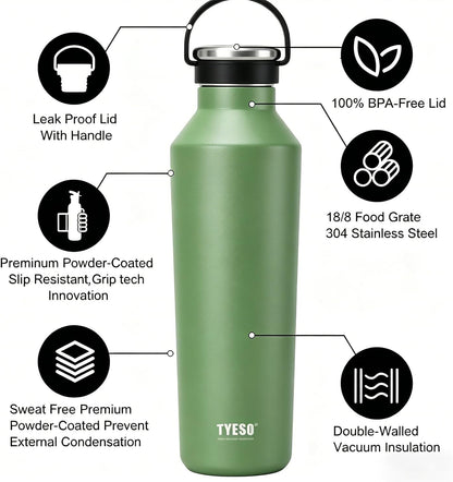 Stainless Steel Vacuum Insulated Water Bottle, Insulated Water Bottle with Soft Silicone Carry Handle (PINK, 17 OZ)