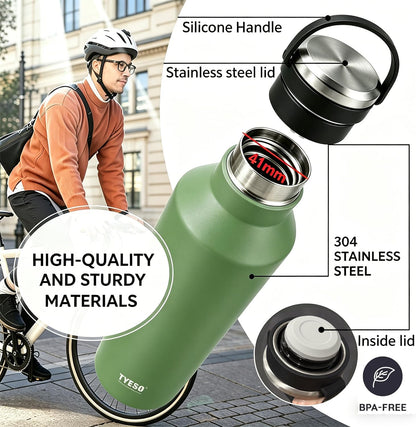 Stainless Steel Vacuum Insulated Water Bottle, Insulated Water Bottle with Soft Silicone Carry Handle (PINK, 17 OZ)