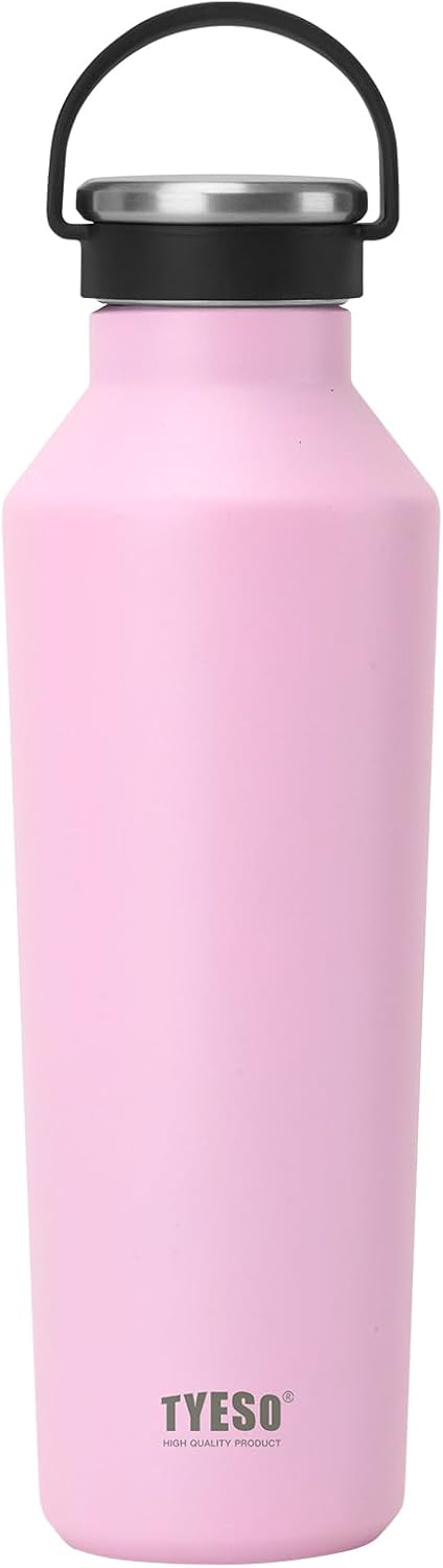 Stainless Steel Vacuum Insulated Water Bottle, Insulated Water Bottle with Soft Silicone Carry Handle (PINK, 17 OZ)