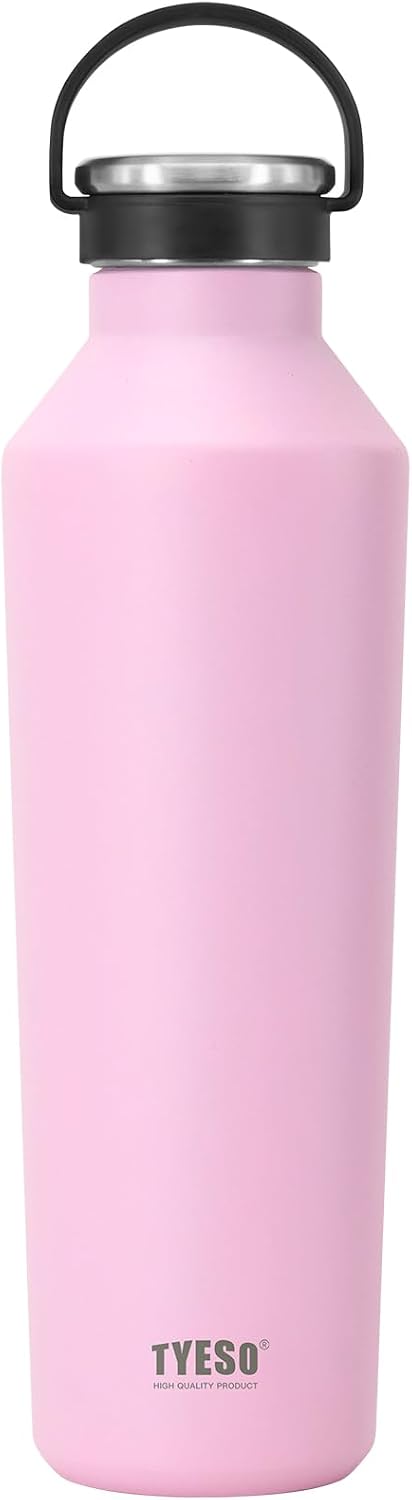 Stainless Steel Vacuum Insulated Water Bottle, Insulated Water Bottle with Soft Silicone Carry Handle (PINK, 17 OZ)