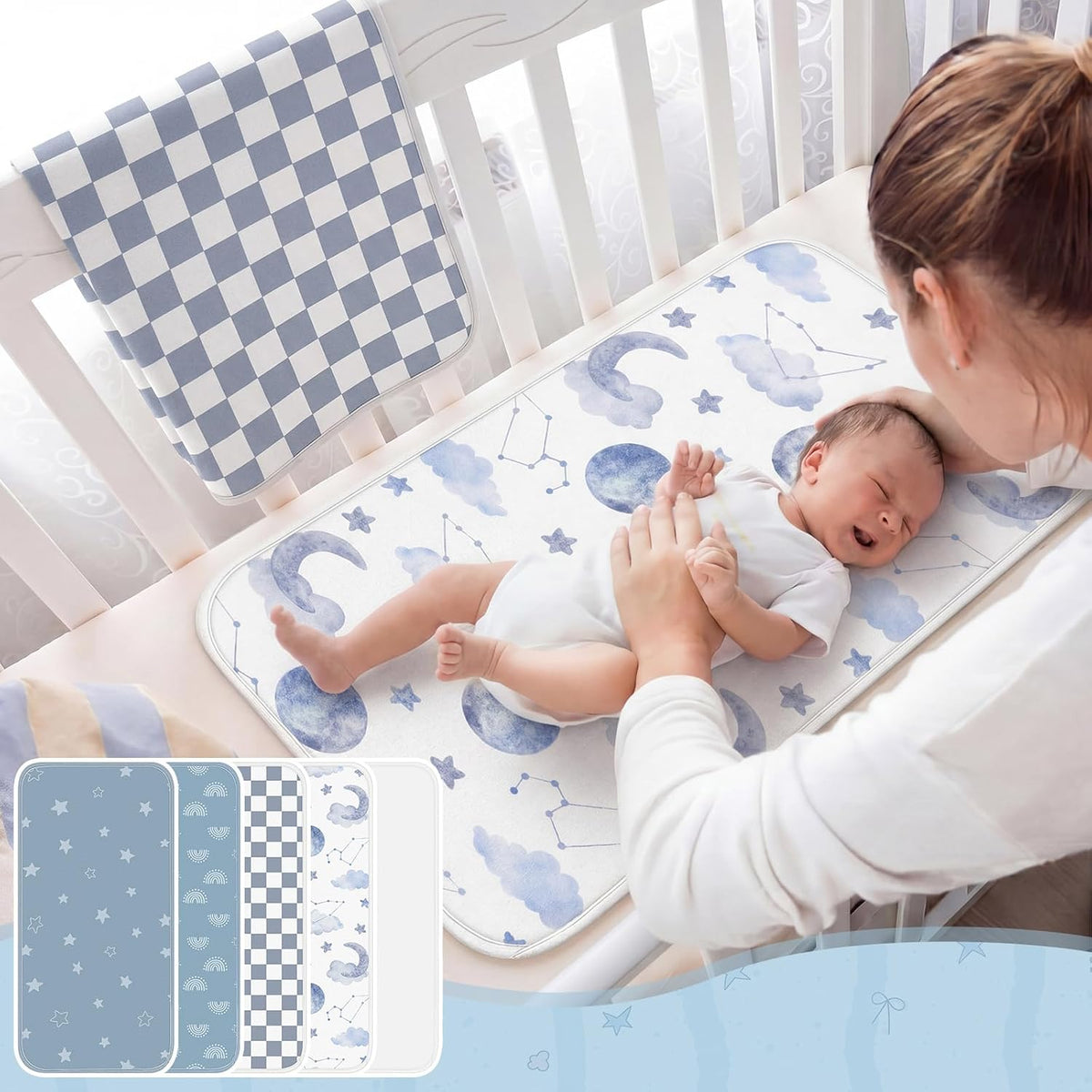 5 Pcs Waterproof Changing Pad Liner, Neutral