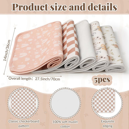 5 Pcs Waterproof Changing Pad Liner, Neutral