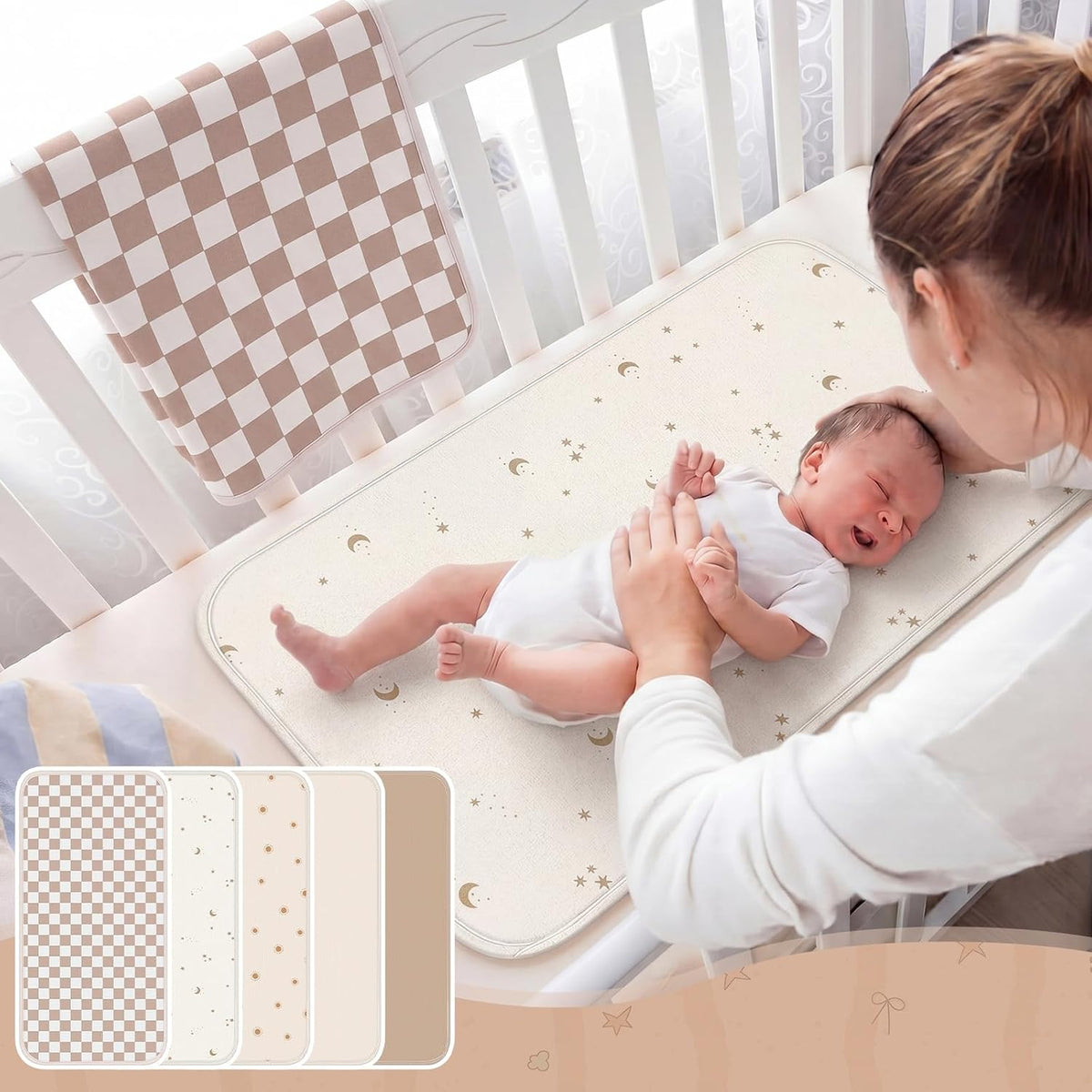 5 Pcs Waterproof Changing Pad Liner, Neutral