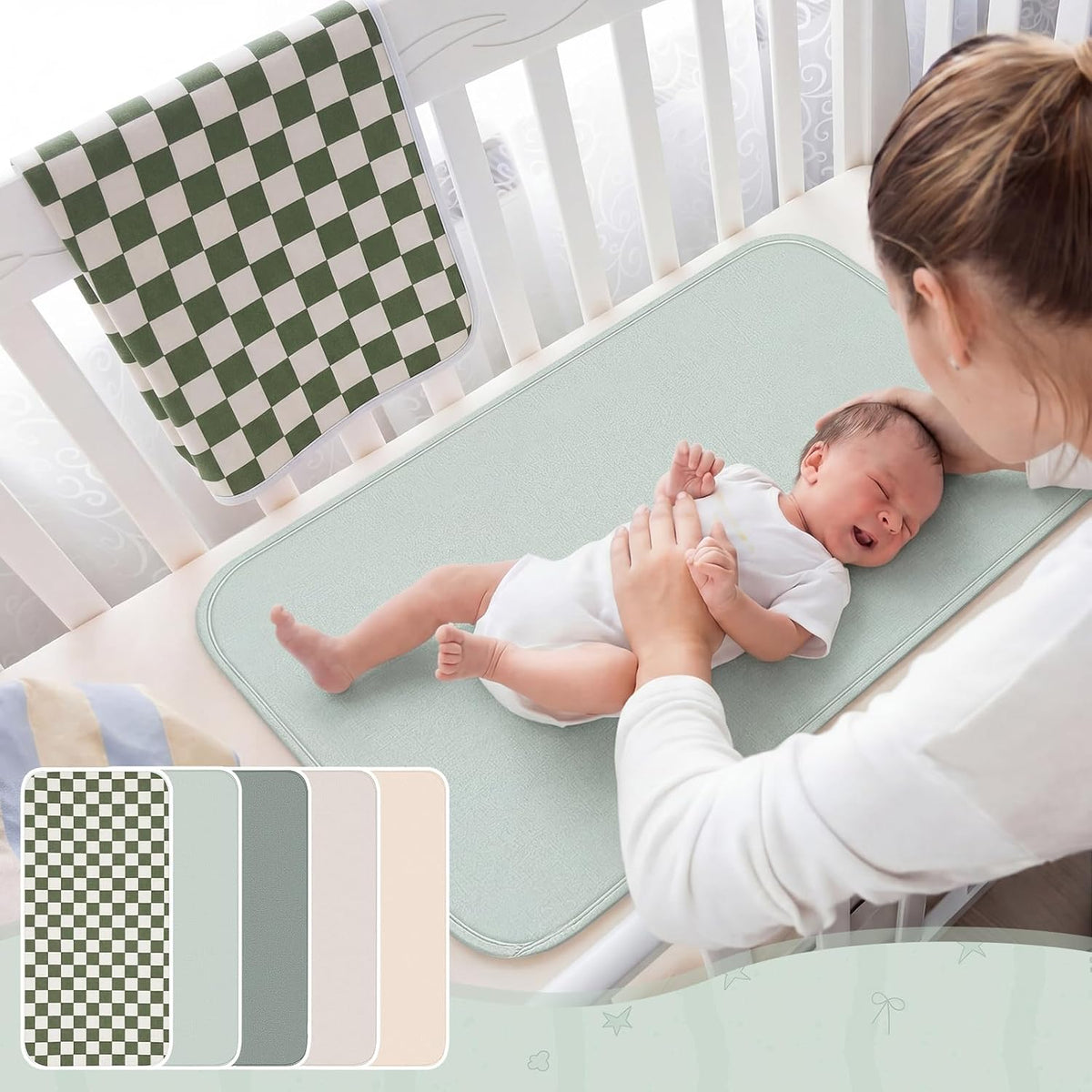 5 Pcs Waterproof Changing Pad Liner, Neutral