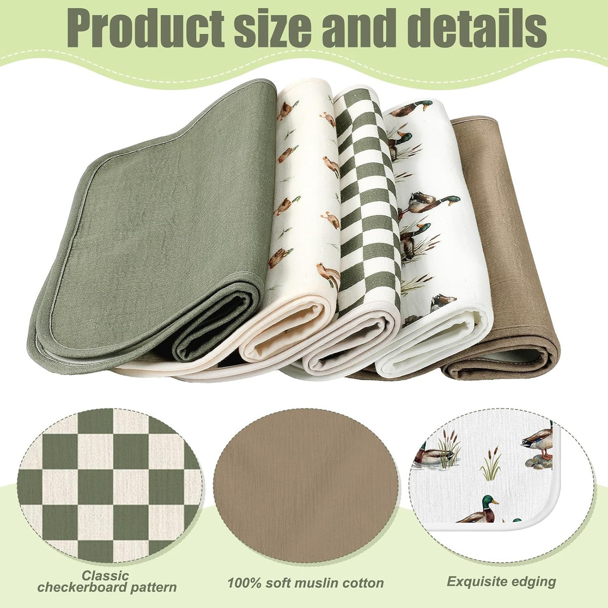 5 Pcs Waterproof Changing Pad Liner, Neutral