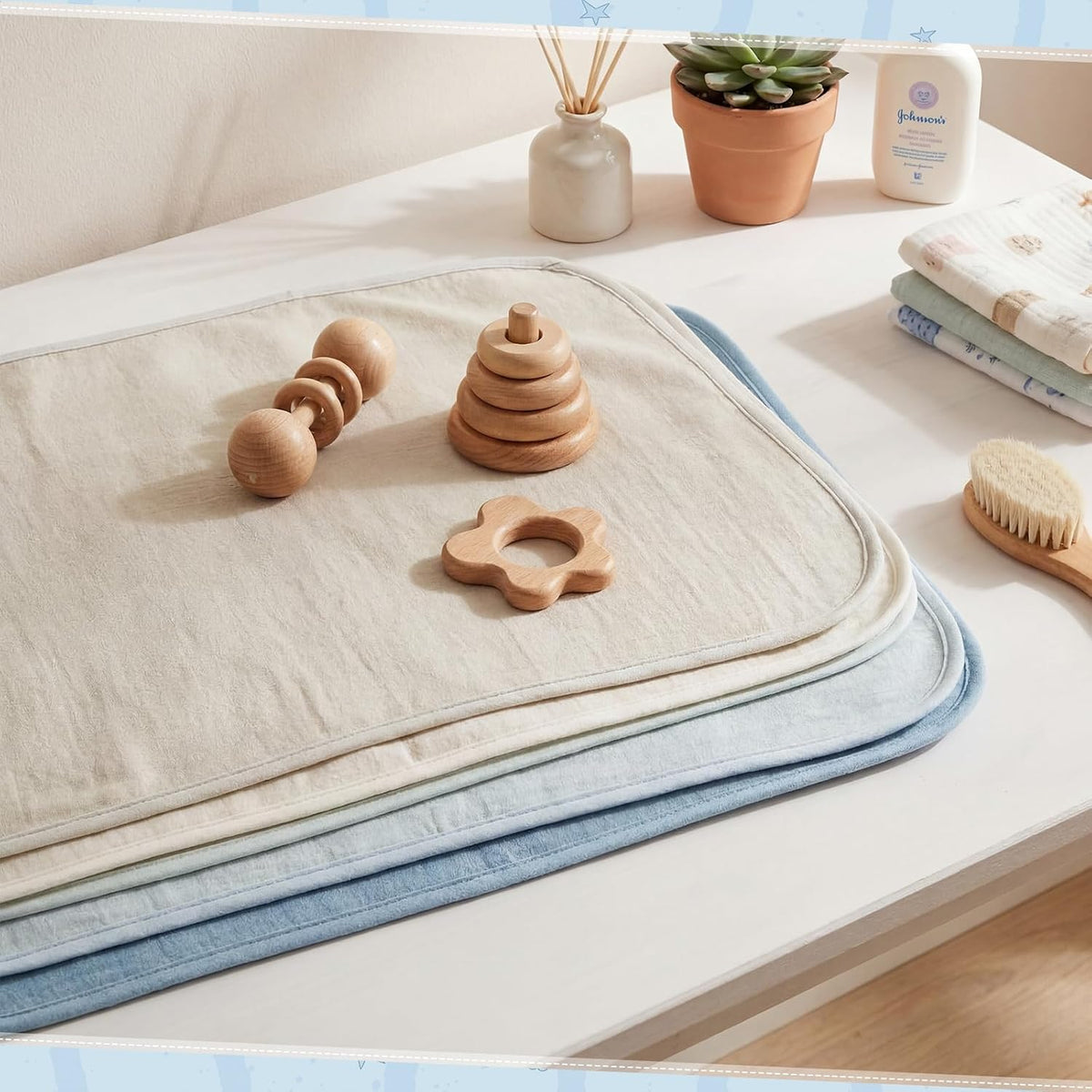 5 Pcs Waterproof Changing Pad Liner, Neutral