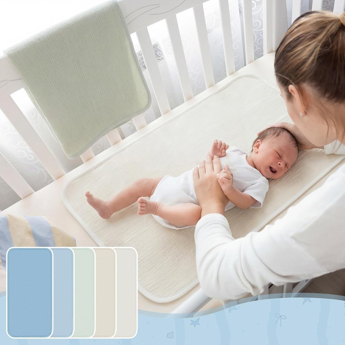 5 Pcs Waterproof Changing Pad Liner, Neutral
