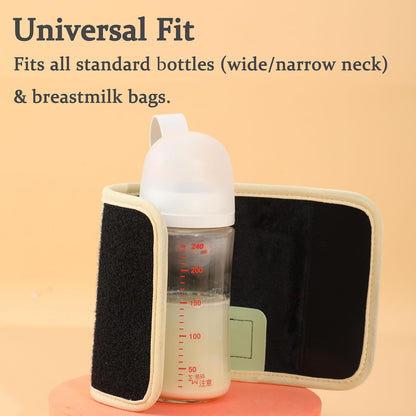 Baby Bottle Warmer,Keep Milk Warm Only (No Heating,Keep Warm only) Temperature Digital USB Portable Warming Sleeve,Portable Thermo Cover with Digital Display & Keep Warm Settings (Pink)