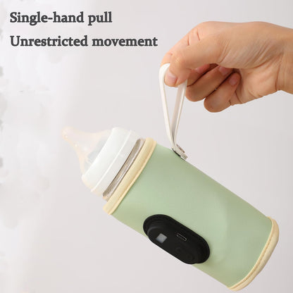 Baby Bottle Warmer,Keep Milk Warm Only (No Heating,Keep Warm only) Temperature Digital USB Portable Warming Sleeve,Portable Thermo Cover with Digital Display & Keep Warm Settings (Pink)