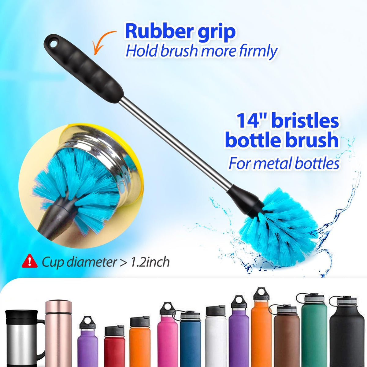 Bottle Brush Tube Cleaning Lab Set with Long Handle,White