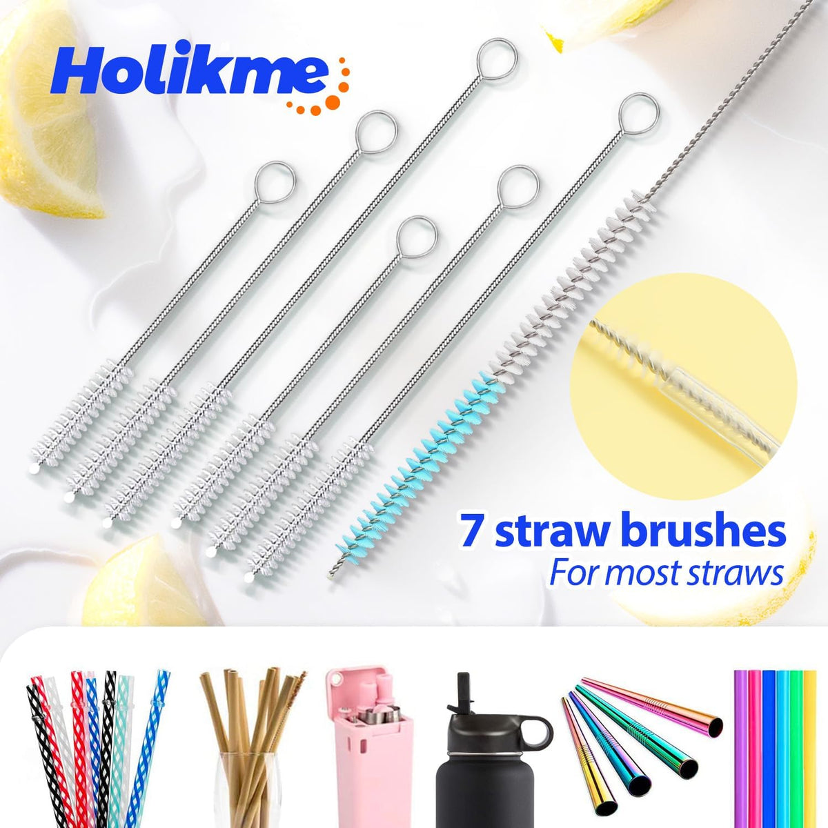 Bottle Brush Tube Cleaning Lab Set with Long Handle,White