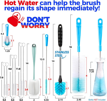 Bottle Brush Tube Cleaning Lab Set with Long Handle,White