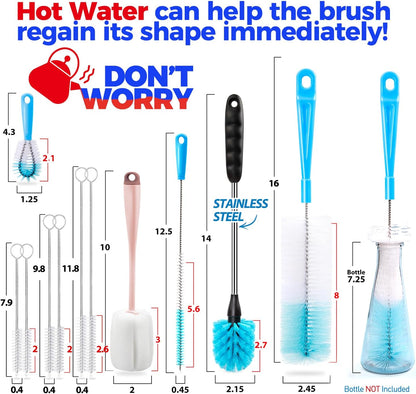 Bottle Brush Tube Cleaning Lab Set with Long Handle,White