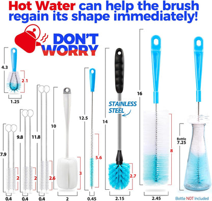 Bottle Brush Tube Cleaning Lab Set with Long Handle,White