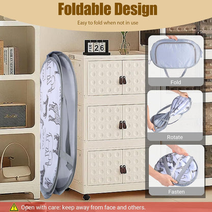 Foldable Toy Storage Basket with Zipper Lid & Handles - Collapsible Stuffed Animal Organizer Bin, Space-Saving Lightweight Toy Chest for Baby, Kids, Nursery, Living Room - Animal Print