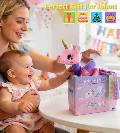 Musical Car Seat Toy for Babies 0-12 Months, Pink Unicorn